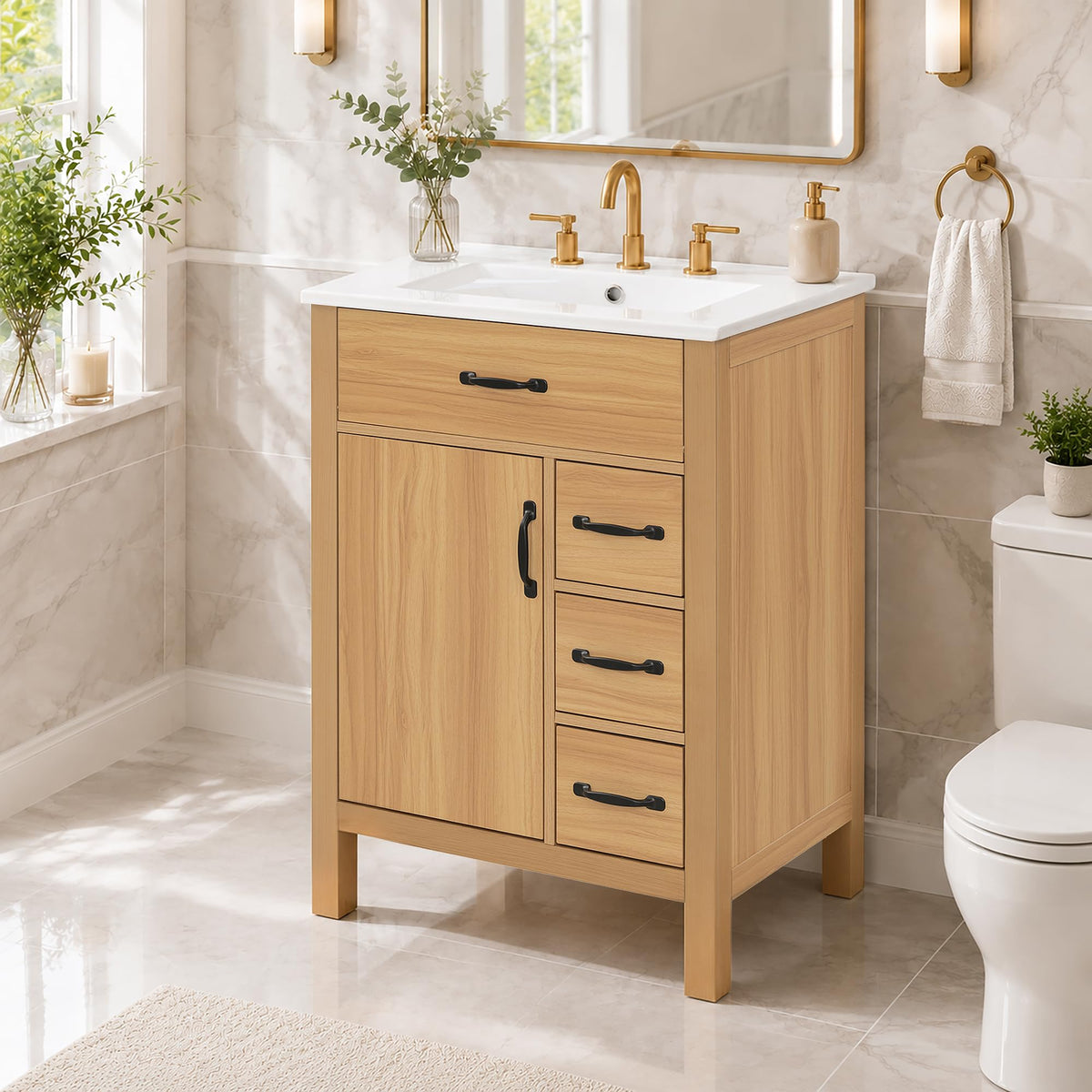 Merax 24 Inch Bathroom Vanity with Ceramic Sink, Storage Cabinet