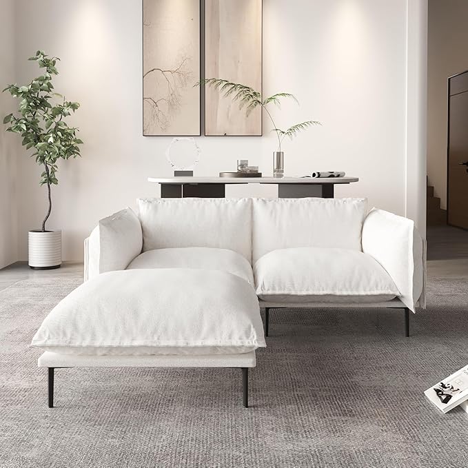 WJShome Modular Velvet Sectional Sofa with Chaise, 74" Modern L-Shaped Couch for Living Room, 3-Seater Sofa with Removable Cushions and 8" High Metal Legs, Easy to Clean, Beige