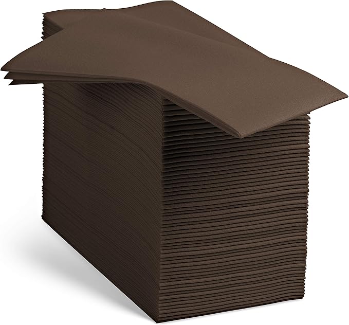 100 Linen-Feel Colored Paper Napkins - Decorative Cloth-Like Brown Dinner Napkins - Soft And Absorbent. For Kitchen, Party, Wedding, Bathroom Or Any Occasion. (Pack of 100)