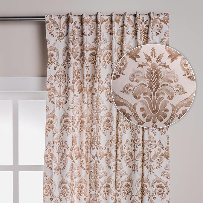Maison d' Hermine Curtains for Living Room 100% Cotton 84 inch Length One Panel Light Filtering Curtains for Bedroom Windows with Rod and Loop Pockets Drapes (Allure, 50" W x 84" L)