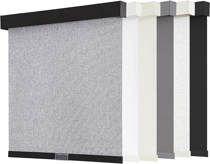 AOSKY Blackout Roller Shades Cordless Blinds for Windows, Free-Stop Shades with Valance, Thermal Insulated Fabric, UV Protection, Natural Woven Blinds for Home and Office (15" W x 72" H, Heather Grey)