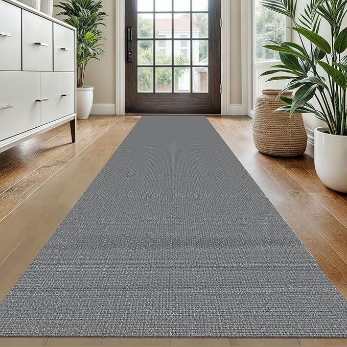 KOZYFLY Washable Runner Rug 2x10 ft Hallway Kitchen Runner Rugs with Rubber Backing Bobo Non Slip Entryway Runner Indoor, Long Carpet Runners for Hall Kitchen Entryway, Grey