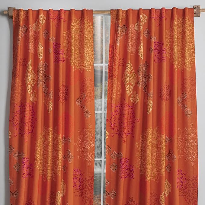 Maison d' Hermine Curtains for Living Room 100% Cotton 96 inch Length Two Panels Light Filtering Curtains for Bedroom Windows with Rod and Loop Pockets Drapes (Versailles Louvre, 50" W x 96" L)
