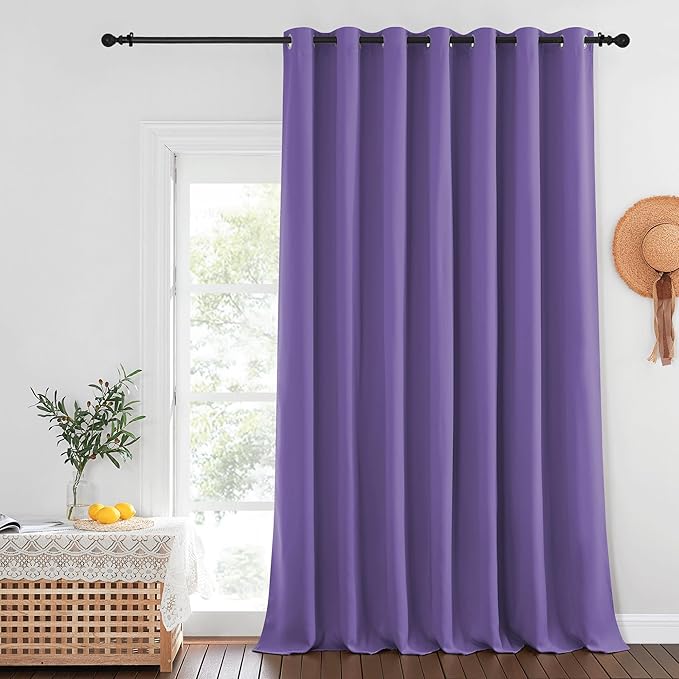 NICETOWN Lilac Purple Blackout Curtains for Bedroom/Living Room 132 Inch Length - Thermal Insulated Room Darkening Grommet Top Window Curtains (100 by 132 - Inch, 1 Panel)