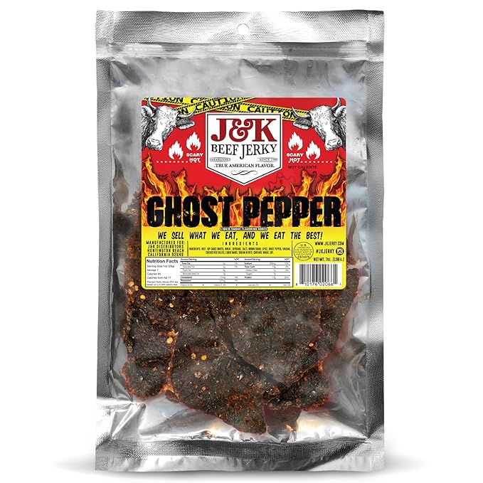 J&K Jerky Small Batch Handcrafted Beef Jerky Ghost Pepper 7oz