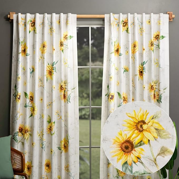 Maison d' Hermine Curtains for Living Room 100% Cotton 84 inch Length Two Panels Light Filtering Curtains for Bedroom Windows with Rod and Loop Pockets Drapes (Candice, 50" W x 84" L)