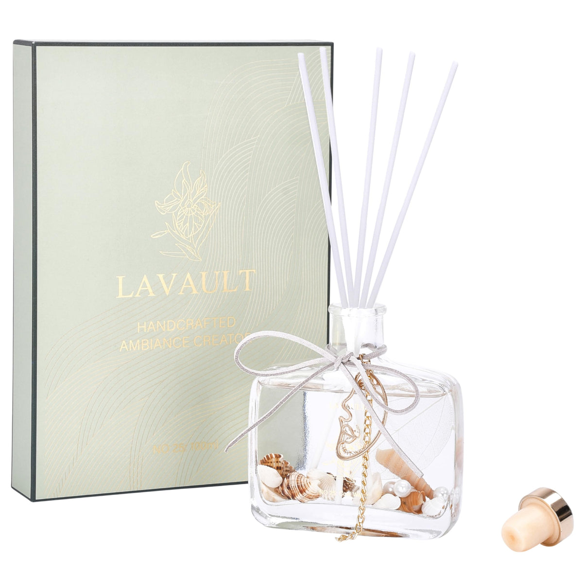 Lavault Reed Home Fragrance Diffuser for Home, Office, Bedroom - Fragrance Gift Set - Essential Oil Reed Diffuser for Bathroom - Relaxing air Freshener Diffuser for Home - White - Cold Water Scent