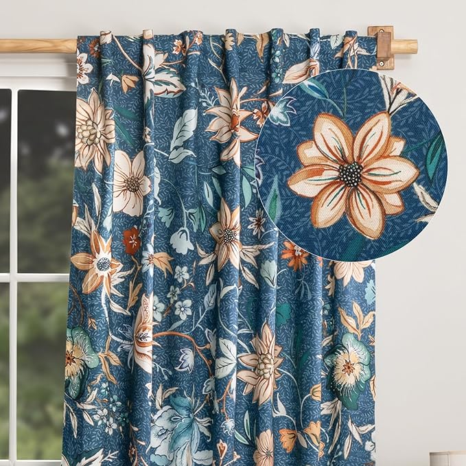 Maison d' Hermine Curtains for Living Room 100% Cotton 108 inch Length One Panel Light Filtering Curtains for Bedroom Windows with Rod and Loop Pockets Drapes (Luxury Loft Dark Teal, 50" W x 108" L)