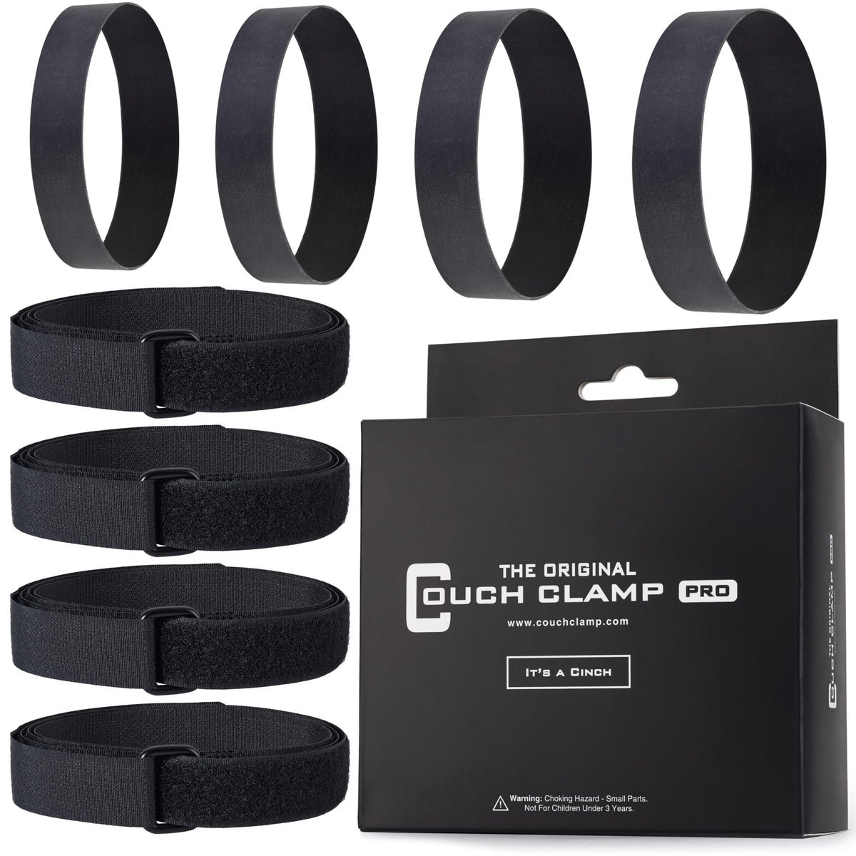 Couch Clamp Pro Heavy Duty Couch Connectors for Sliding Sofas (4 Pack) - Easy Install Strap & No Tools Required - Hook & Loop Cinch Straps- Universal Fit Ideal for 3 Piece Modular Sectional Sofa