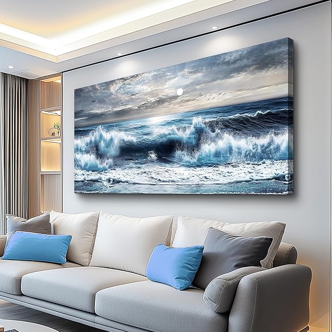 ERQINHUA Large Wall Art For Living Room Canvas Wall Decor For Bedroom Marine Landscape Painting Restaurant Office Canvas Art Prints Pictures Artwork Ready To Hang Bathroom Home Decorations 20"x40"