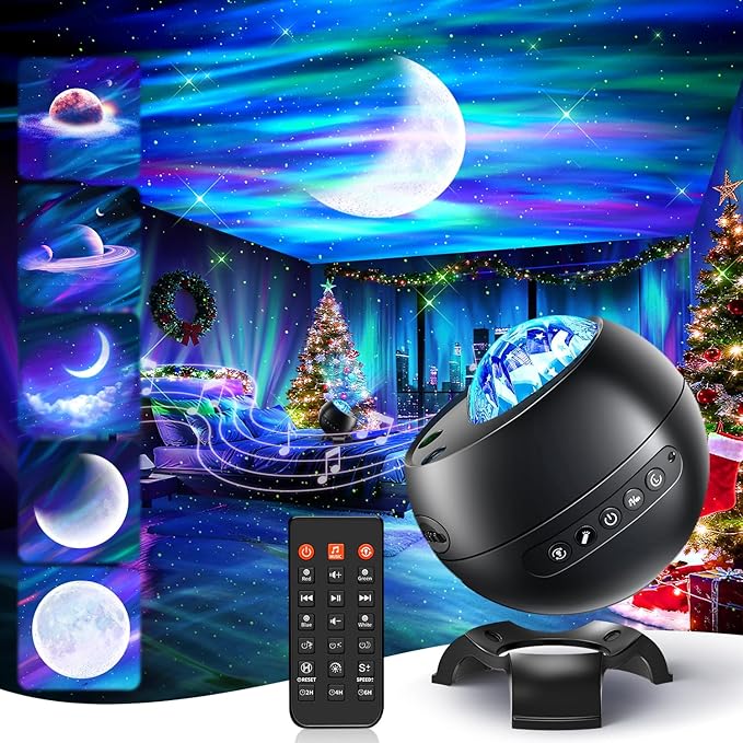 Christmas Gifts for Teens Boy Galaxy Projector for Bedroom, 21Colors Northern Lights,15White Noise&Bluetooth Star Projector Galaxy Lights, Remote Ambient Lighting,Aurora Christmas Decor Room Gifts