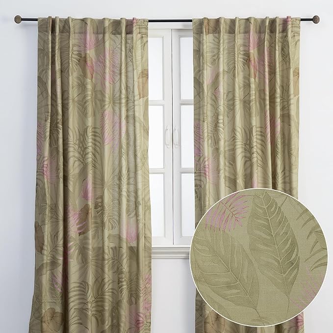 Maison d' Hermine Curtains for Living Room 100% Cotton 84 inch Length Two Panels Light Filtering Curtains for Bedroom Windows with Rod and Loop Pockets Drapes (Creole Olive Grey, 50" W x 84" L)
