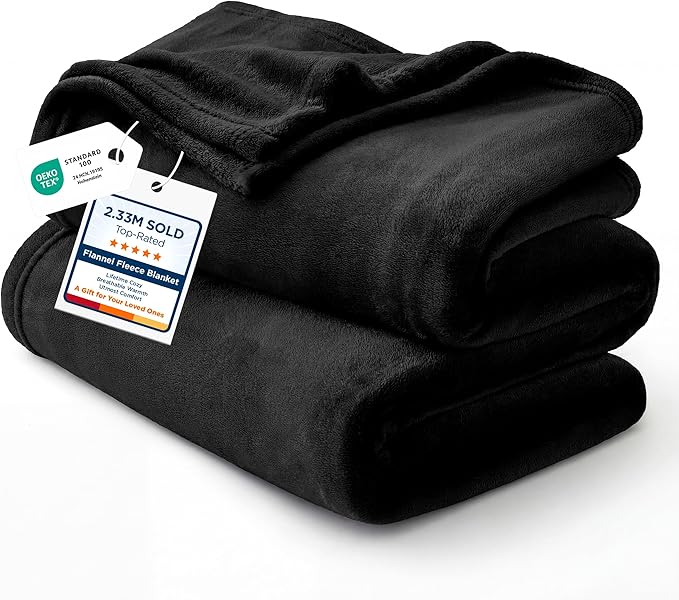 Bedsure GentleSoft Fleece Blanket California King Size Black - Lightweight Plush Fuzzy Cozy Soft Bed Blankets, 102x96 inches