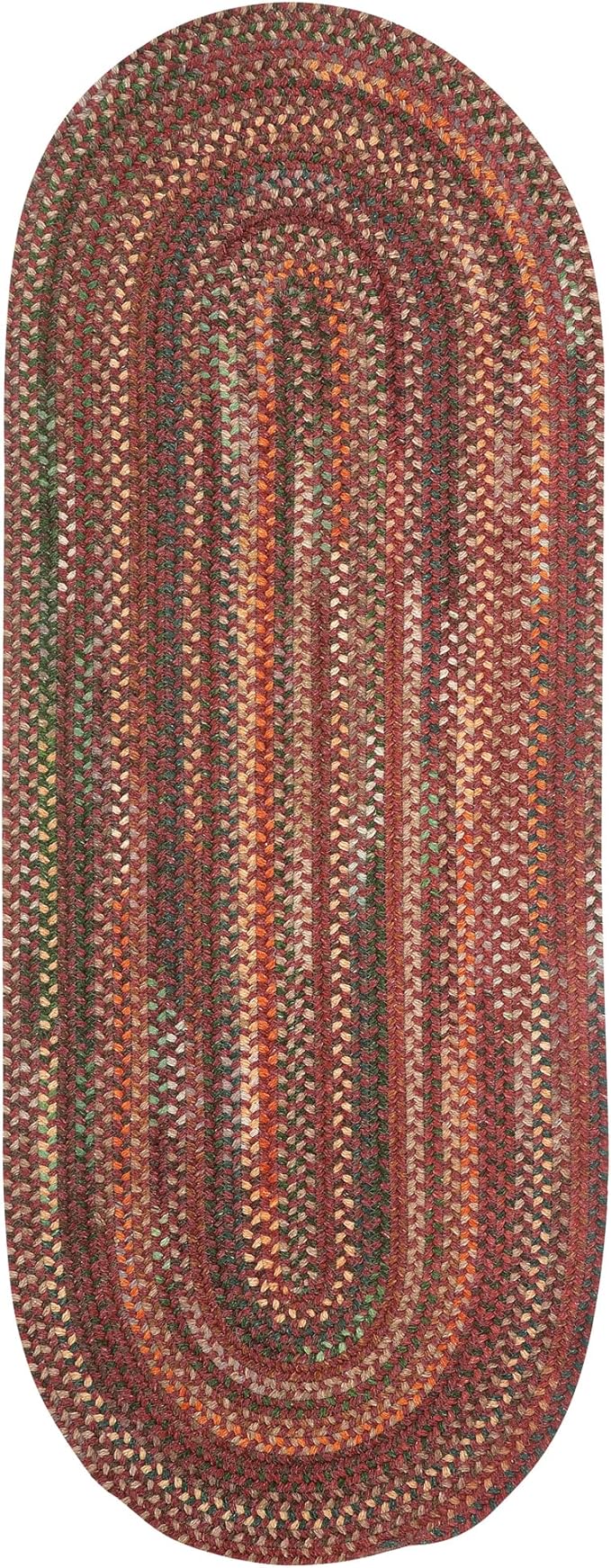 Capel American Heritage Red 2' 0" X 8' 0" Runner Oval Braided Rug