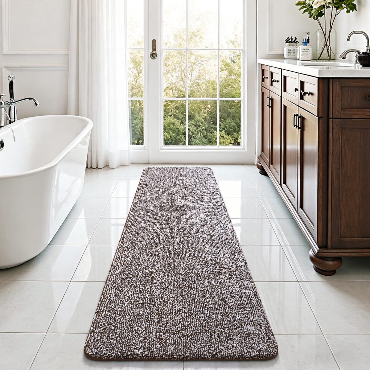 Bathroom Runner Rug 24x84 Inch, Absorbent Long Bath Rugs for Shower Floor