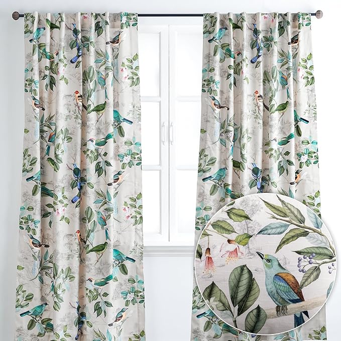 Maison d' Hermine Curtains for Living Room 100% Cotton 124 inch Length Two Panels Light Filtering Curtains for Bedroom Windows with Rod and Loop Pockets Drapes (Solstice Beige, 50" W x 124" L)