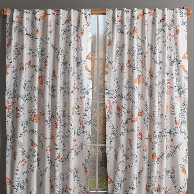 Maison d' Hermine Curtains for Living Room 100% Cotton 108 inch Length Two Panels Light Filtering Curtains for Bedroom Windows with Rod and Loop Pockets Drapes (Whitish Shabby Chique, 50" W x 108" L)