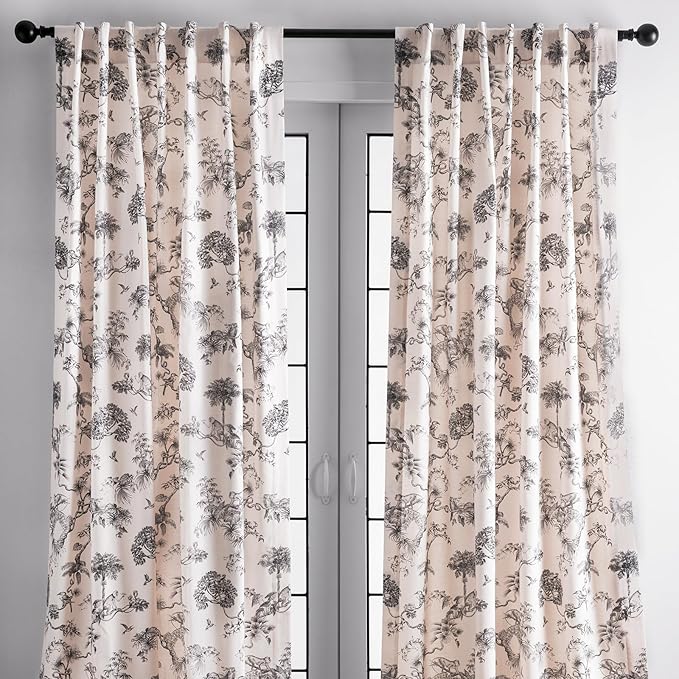 Maison d' Hermine Curtains for Living Room 100% Cotton 108 inch Length Two Panels Light Filtering Toile Curtains for Bedroom Windows with Rod and Loop Pockets Drapes (Bonobo Grey, 50" W x 108" L)