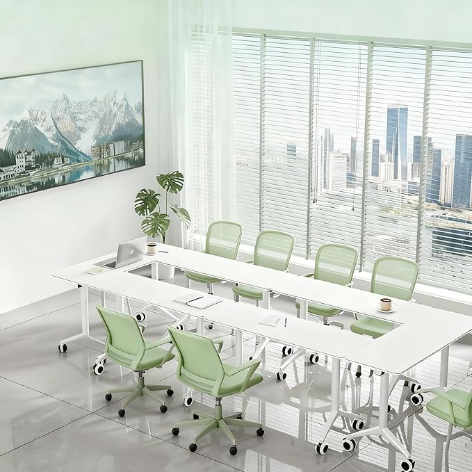 1Pack Folding Conference Table with Wheels & Flip Top -55 Inches Commercial Mobile Meeting Table for Office, Training Seminar, Home Use -Space Saving Design, Easy Folding Classroom Table﻿