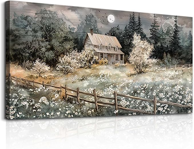 hyidecorart Wall Decor For Living Room Farmhouse Canvas Wall Art Nature Landscape Paintings Bedroom Decorations Rural Artwork Pictures Large Framed for Office Aesthetic Home Decor Ready To Hang