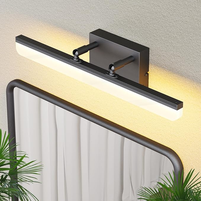 15.7" Black LED Bathroom Vanity Light 5CCT–Dimmable Wall Mount Fixture with Adjustable Angle, Modern Lighting for Powder Room, Vanity Mirror Home & Apartment Use