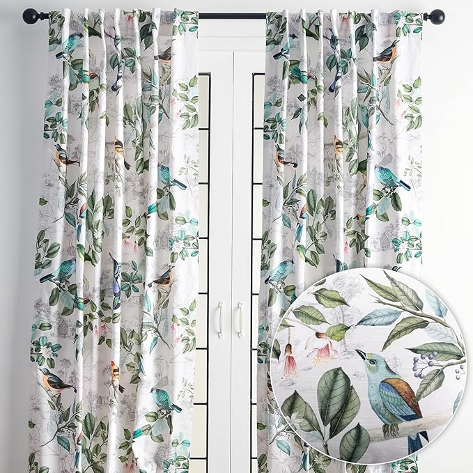Maison d' Hermine Curtains for Living Room 100% Cotton 84 inch Length Two Panels Light Filtering Curtains for Bedroom Windows with Rod and Loop Pockets Drapes (Solstice Ecru, 50" W x 84" L)