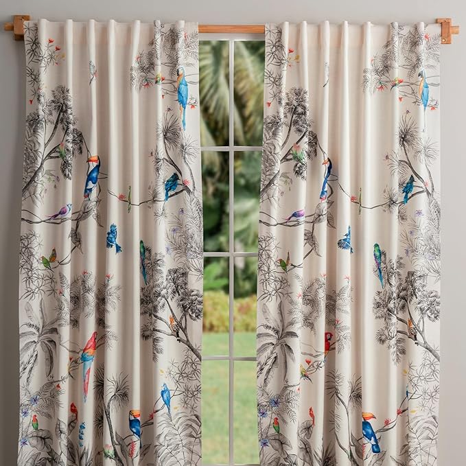 Maison d'Hermine Curtains for Living Room 100% Cotton 84 inch Length Two Panels Window Toile Curtains for Bedroom with Loop & Rod Pockets, Gifts for Mothers Day (Amazonia, 50" W x 84" L)