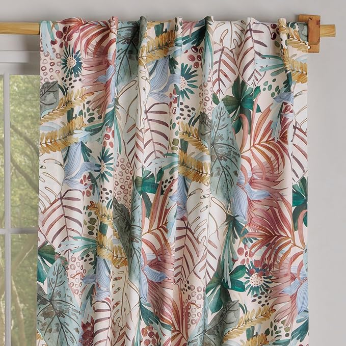Maison d'Hermine Curtains for Living Room 100% Cotton 108 inch Length One Panel Window Curtains for Bedroom with Loop & Rod Pockets - Oasis, 50" W x 108" L