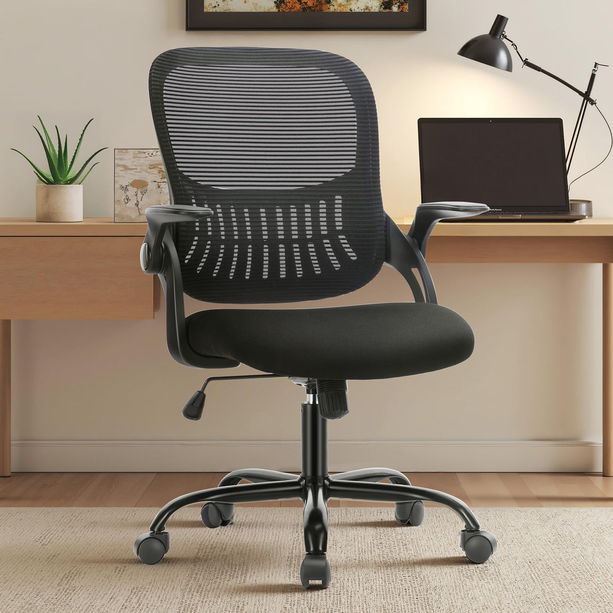 Sweetcrispy Executive Home Office Chair, Mesh Office Chair, Black