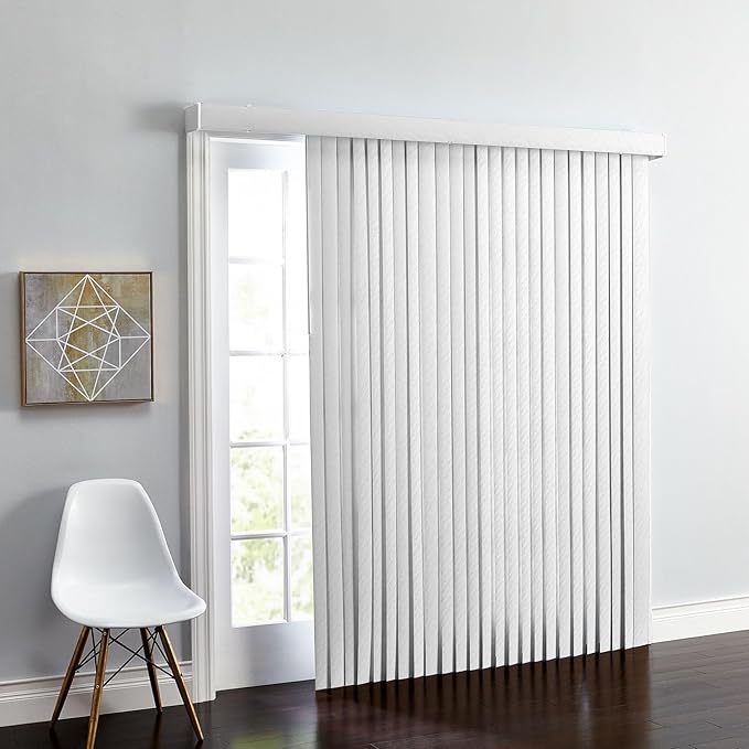 BrylaneHome Embossed Vertical Privacy Slat Blinds - 78" W 63" L, White