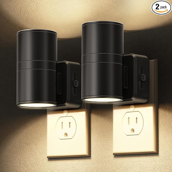 L LOHAS LED Night Light, Automatic Night Lights Plug into Wall, 2 Pack Nightlights with Light Sensor, 3000K Soft White 0-100LM Dimmable Modern Nightlight for Kids Bedroom Hallway