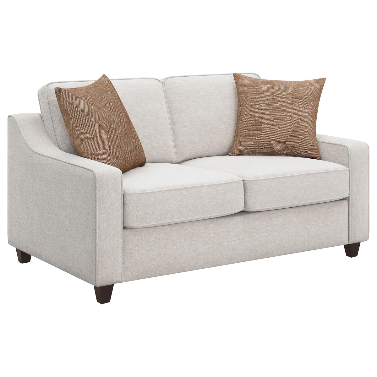 Coaster Home Furnishings - Christine - Wood & Chenille - Upholstered Loveseat with Sloped Track Arms, Reversible Seat and Back, and Accent Pillows - Living Room - Beige - 552062