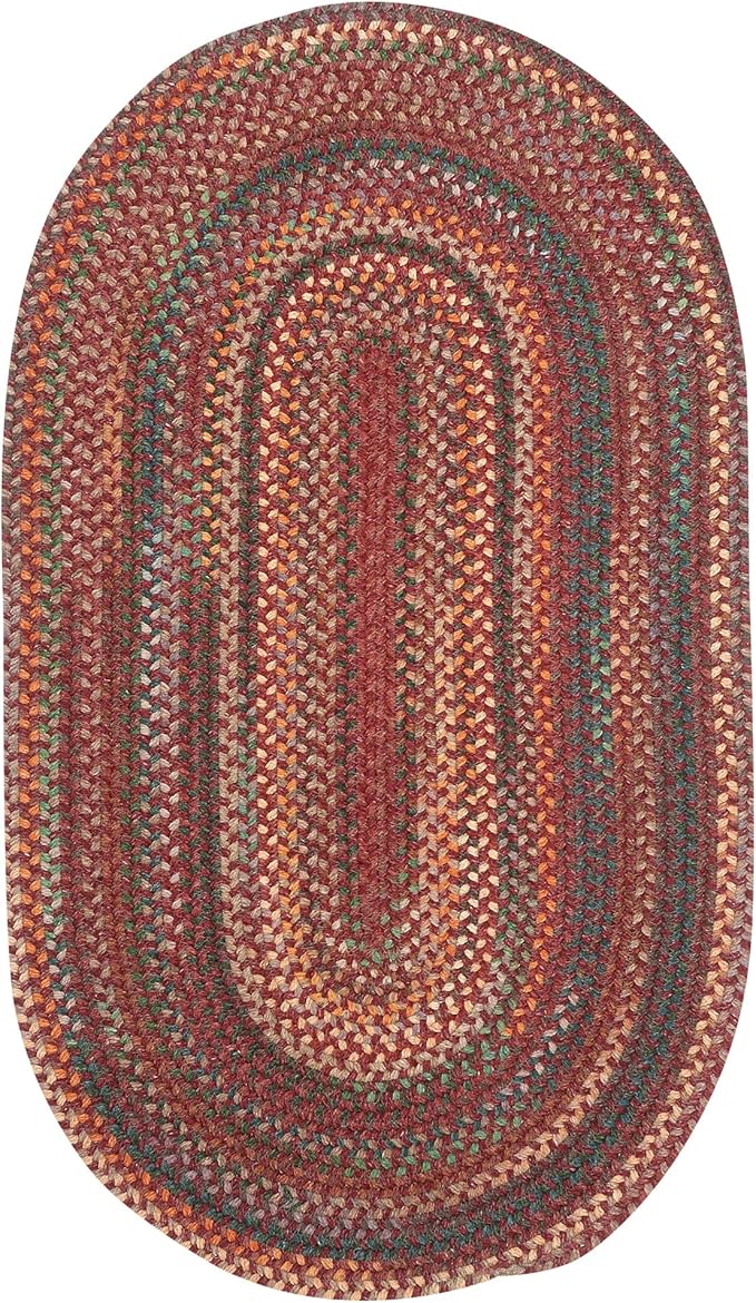 Capel American Heritage Red 3' 0" X 5' 0" Oval Braided Rug