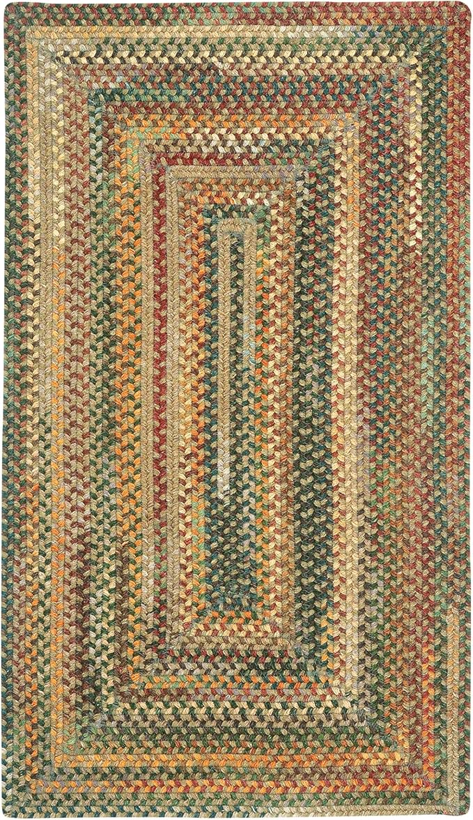 Capel American Heritage Tan Multi 2' 0" X 8' 0" Runner Concentric Rectangle Braided Rug