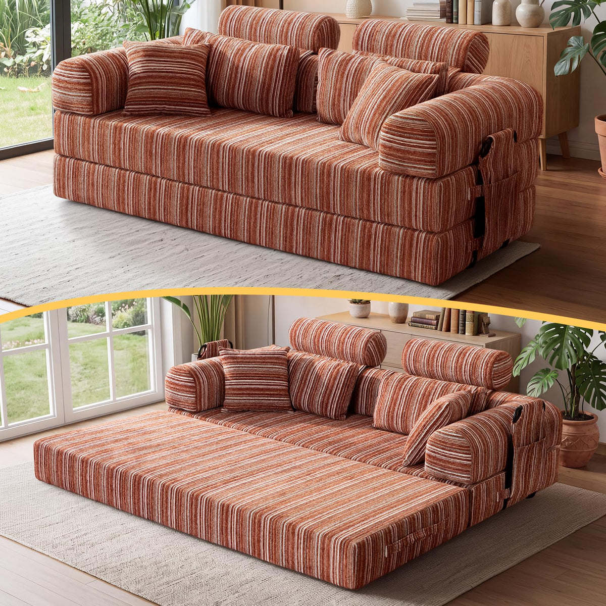 NNQ 79" Convertible Sofa Bed,High Backrest Boneless Couch for Living Room
