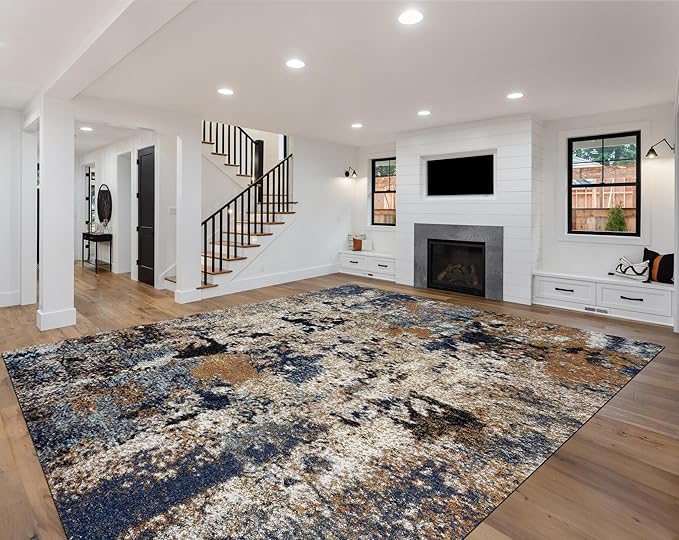 Keen Home Design Area Rugs - 10x14 Non-Shedding, Abstract Rugs for Kitchen, Living Room, Bedroom, Dining Room, Entryway - Size: 9'10" x 14', Multi