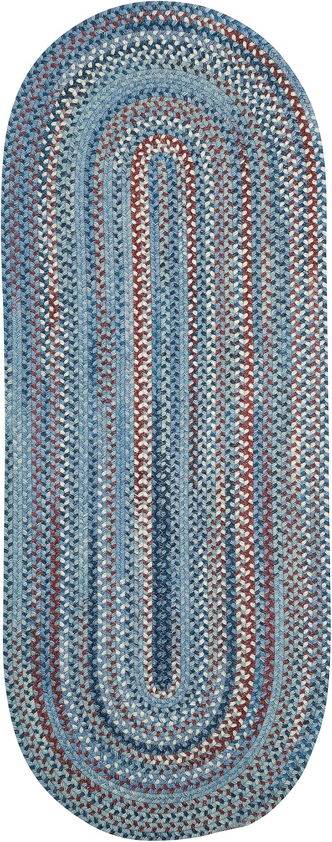 Capel American Heritage Barn Blue 2' 0" X 8' 0" Runner Oval Braided Rug