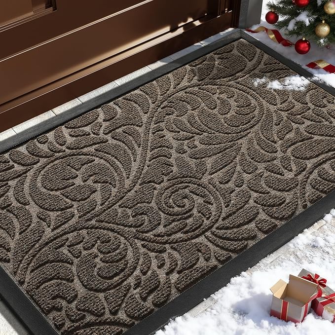 Yimobra Large Door Mat Outside Entrance 36x24, Waterproof Sturdy Outdoor Mats for Front Door, Heavy Duty Non-Slip Doormat for Garage Patio Entryway Indoor, Easy Clean, Brown