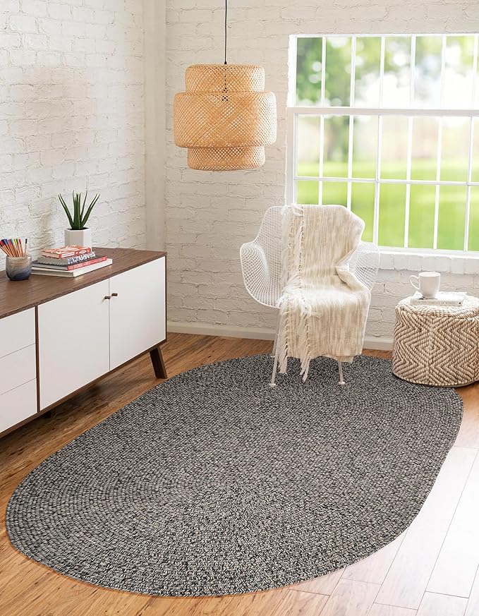 Seasons SE85 Fall Charcoal 4' x 6' Oval - Braided Area Rug, Home Decor, Floor Mat or Bedroom Rug - Easy Care, Ideal for High Traffic Areas in Hallway and Living Room - Made in USA