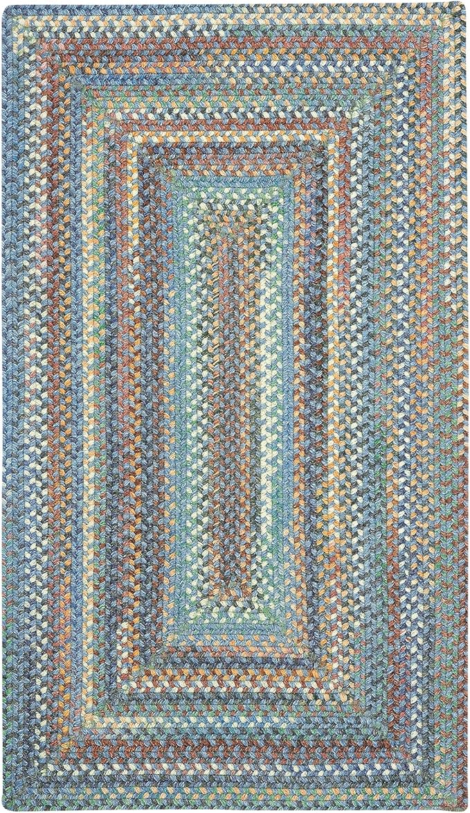Capel American Heritage Legacy Blue 0' 24" X 0' 48" Concentric Rectangle Braided Area Rug (Made in The USA)
