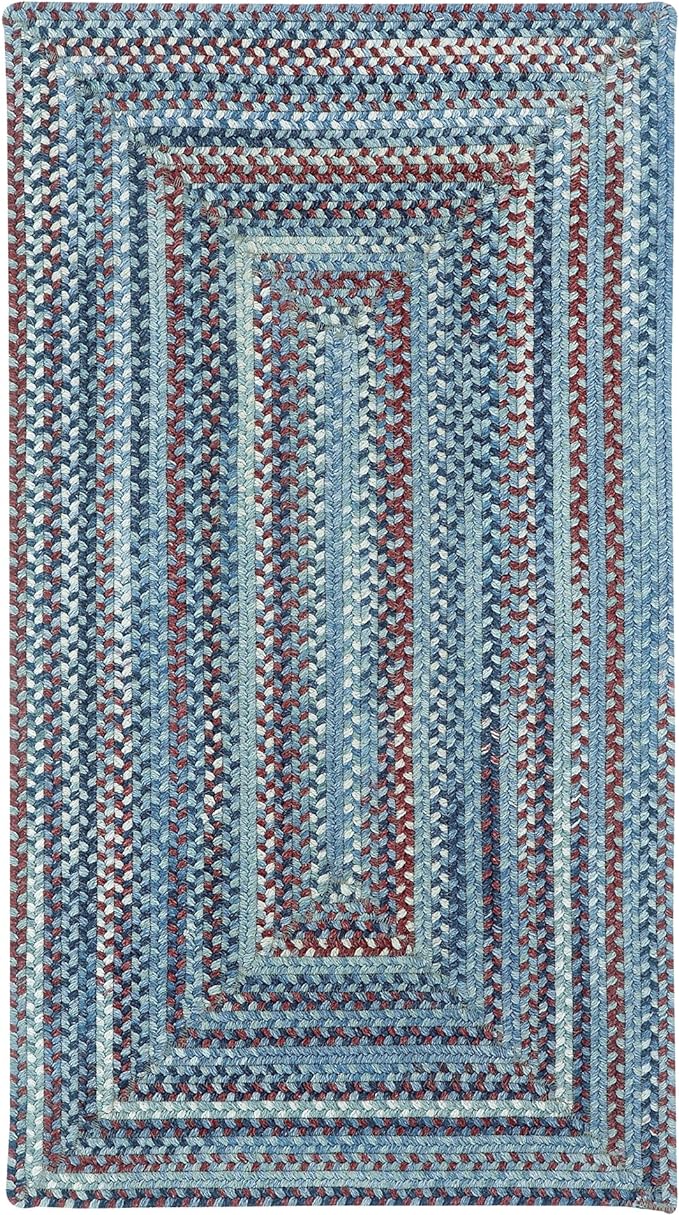 Capel American Heritage Barn Blue 3' 0" X 5' 0" Concentric Rectangle Braided Rug
