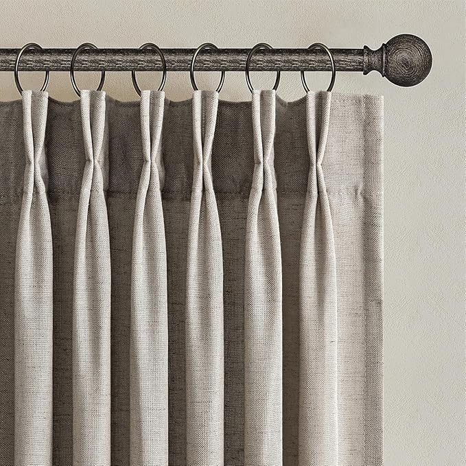 Topfinel Pinch Pleated 92 Inch Curtains 2 Panels for Living Room Taupe Curtains 92 Inches Long Pinch Pleat Drapes for Track System Light Filtering Semi Sheer Curtains for Living Room Bedroom