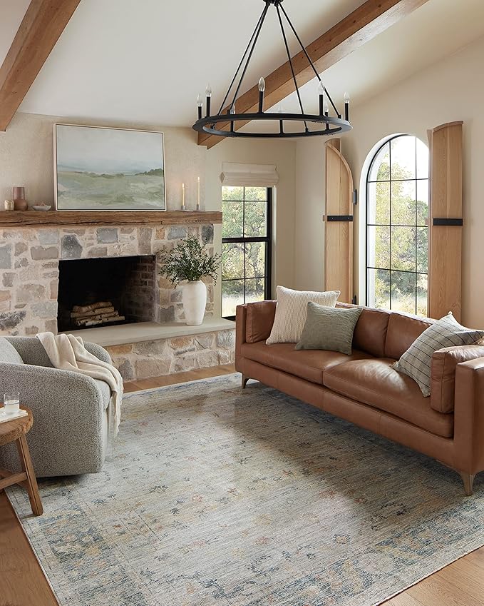Loloi Magnolia Home by Joanna Gaines Millie Collection MIE-04 Slate/Multi 2'-7" x 14', .25" Pile Height, Runner Rug