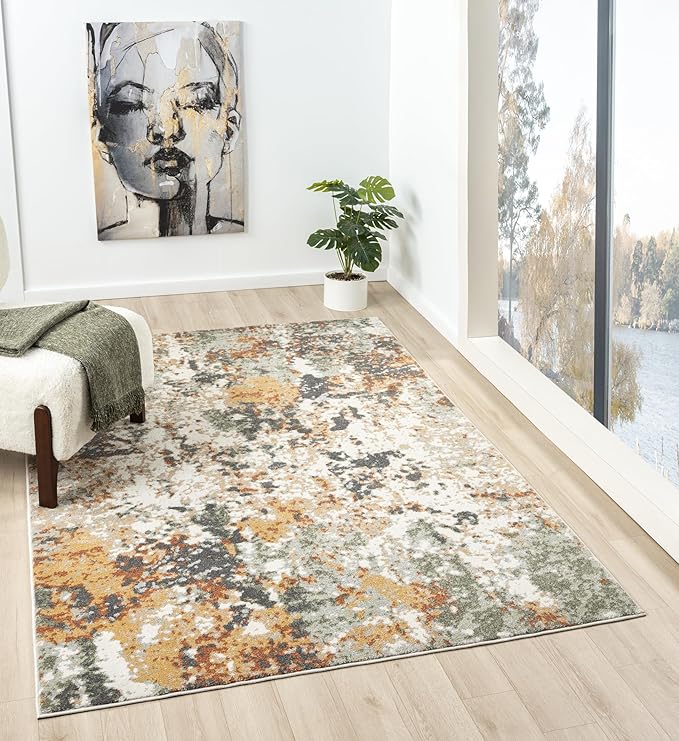 Keen Home Design Area Rugs - 6x9 Non-Shedding, Abstract Rugs for Kitchen, Living Room, Bedroom, Dining Room, Entryway - Size: 5'11" x 9'2", Multi