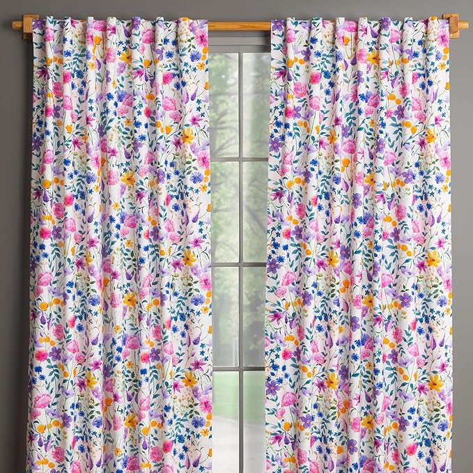 Maison d'Hermine Curtains for Living Room 100% Cotton 96 inch Length Two Panels Window Curtains for Bedroom with Loop & Rod Pockets - Maia, 50" W x 96" L