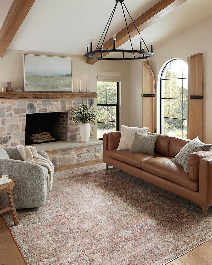 Loloi Magnolia Home by Joanna Gaines Millie Collection MIE-04 Sunset/Multi 11'-6" x 15'-7", .25" Pile Height, Area Rug
