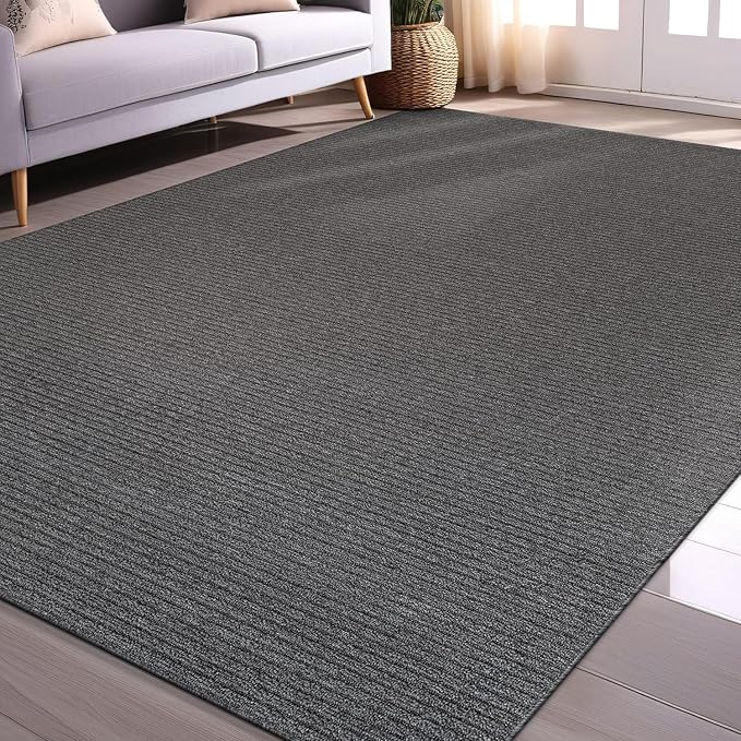 Beverly Rug Non-Slip Modern Rug 3x5 Solid Traditional Rubber Backing Machine Washable Soft Thin Indoor Area Rugs for Living Room Stain Resistant Non Shedding Casual Carpet (3 x 5 Gray)