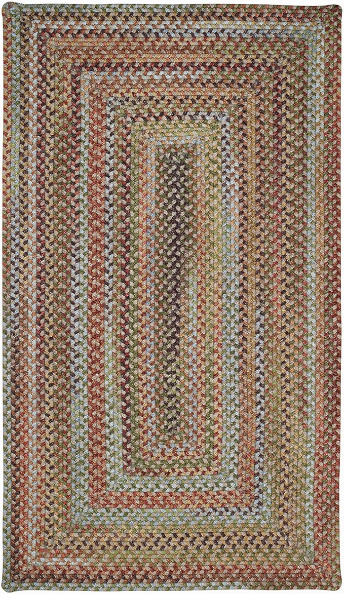 Capel American Heritage Olive Tan 0' 36" X 0' 36" Concentric Rectangle Braided Rug