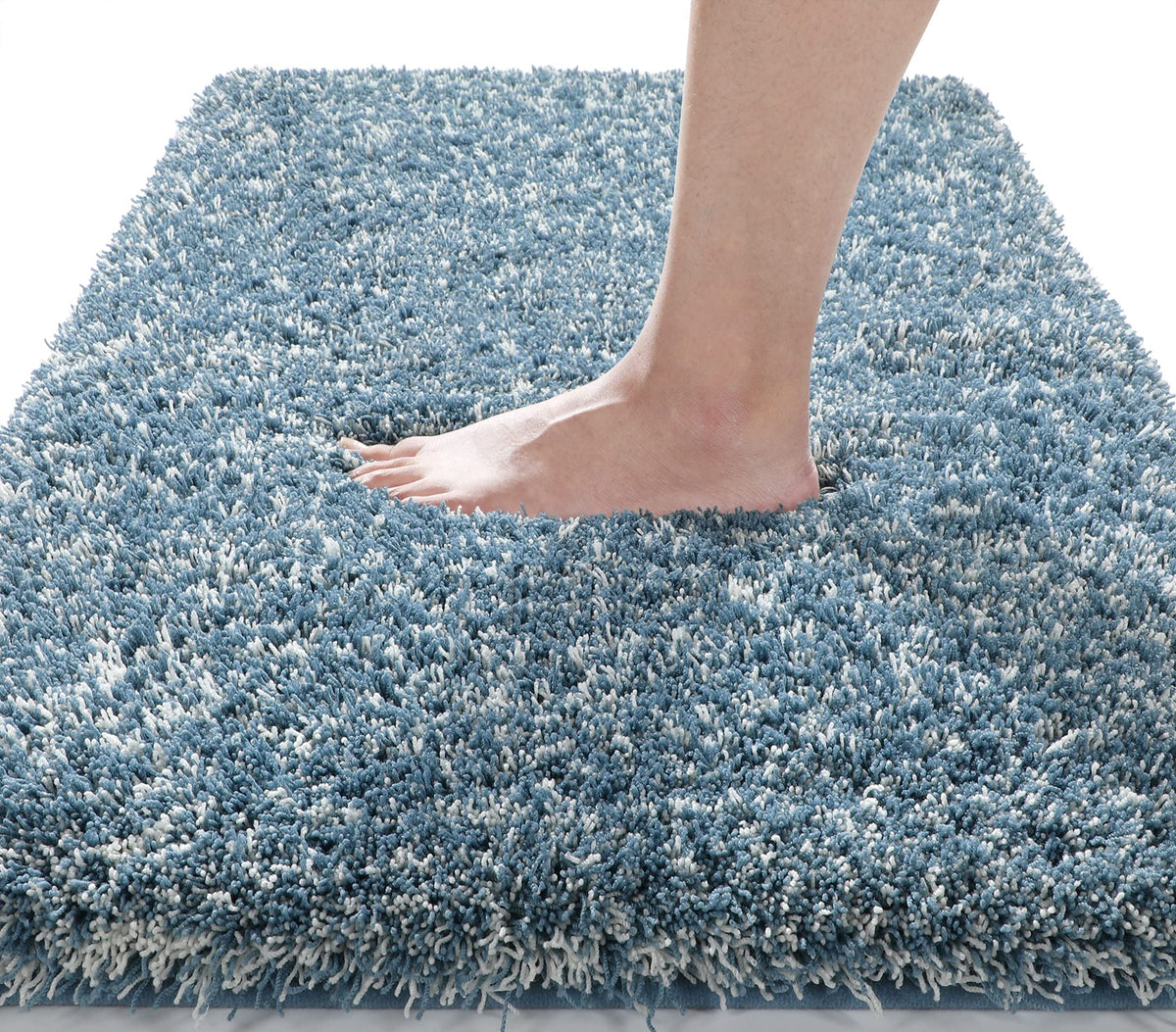 Yimobra Bathroom Runner Rug Non Slip 56x24, Bath Mat, Denim Blue & White