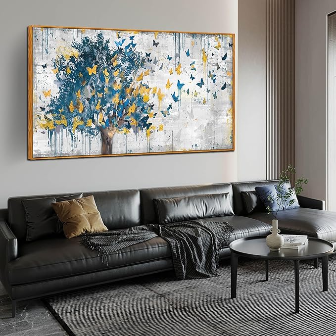 Framed Canvas Wall Art for Living Room Bedroom Office Large Tree of Life Wall Art Butterfly Tree Picture Modern Canvas Prints Decor Size 29x59